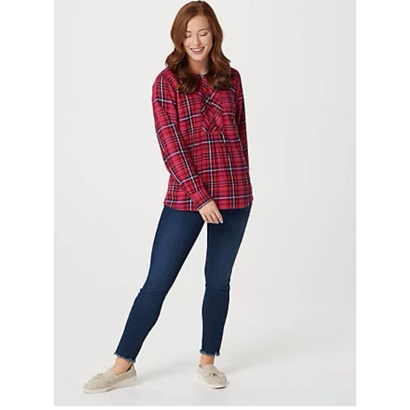 Like New Denim & Co. Plaid Tunic Blouse - Picture 2 of 12